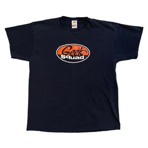 Vintage Fruit of the Loom Geek Squad T Shirt Mens XL Black Heavy Cotton Graphic